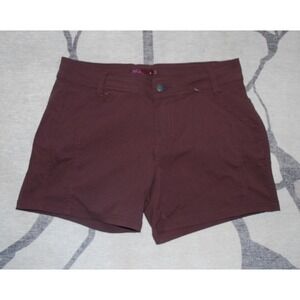 Prana Hallena Women's Shorts Size 8 Maroon Stretch Mid Rise Drawstring Hiking